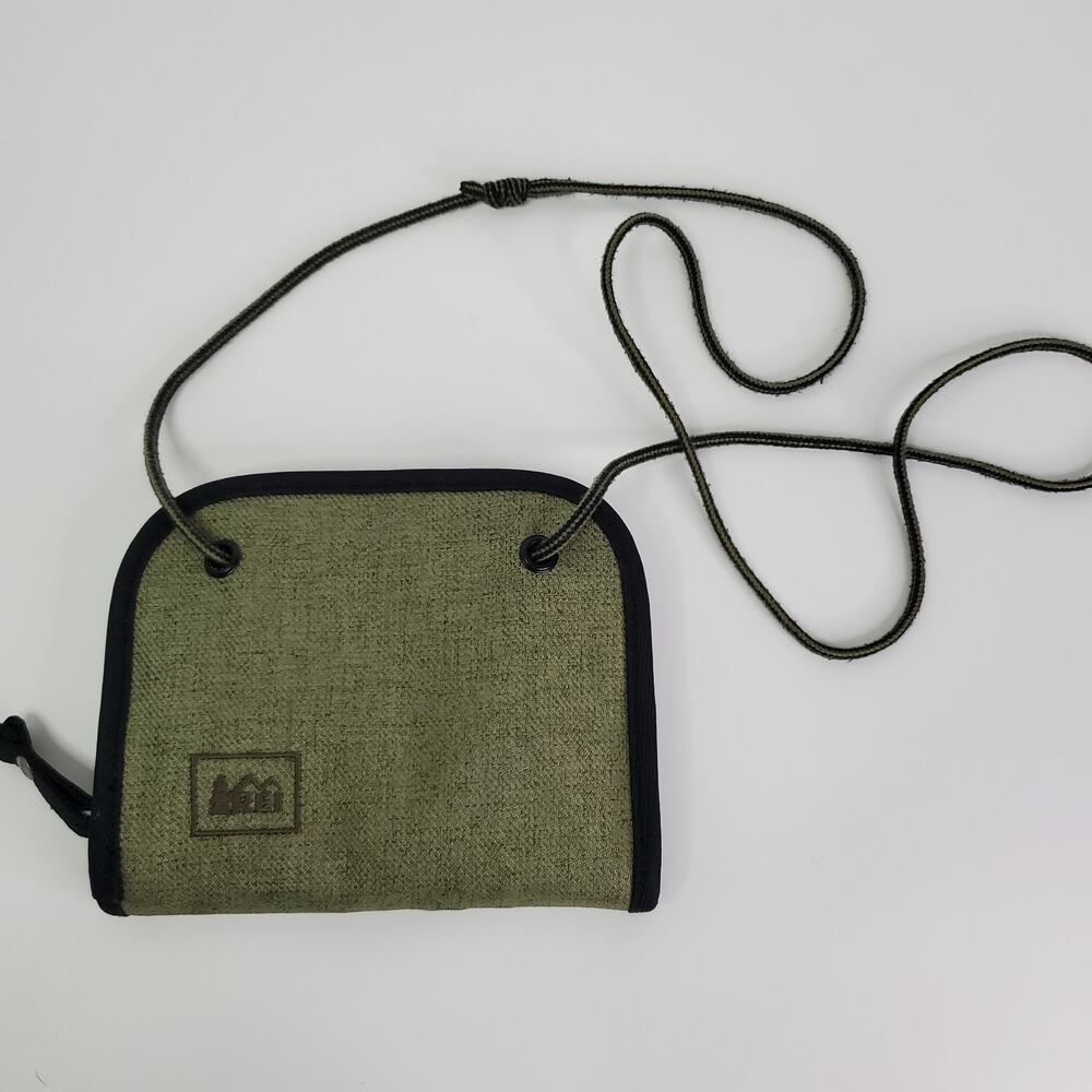 REI Dark Gray Green With Peacock Crossbody Outdoor Travel Hiking Small Bag Pouch